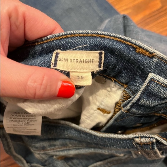 Madewell Slim Straight Jeans Blue Distressed Button-Front Edition size 25 - Picture 6 of 16